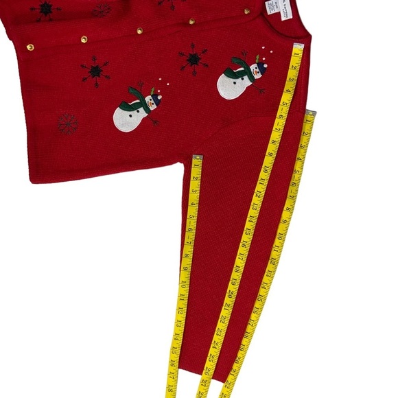 Vintage Holiday Cardigan Ugly Christmas Sweater Button Up Womens Petite Large - Picture 9 of 16